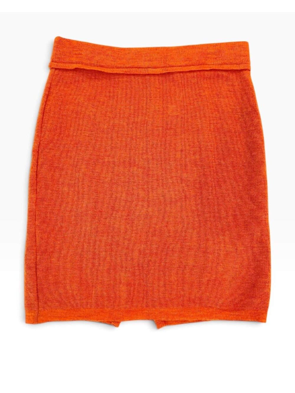 Orange Knit Mini Skirt With Rear Zipper & Drawstring Waist - Casual & Stylish De